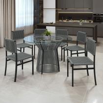 Conjunto Sala de Jantar 06 Cadeiras Lisboa Mesa Redonta 120cm Valência