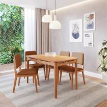 Conjunto Sala de Jantar 1 Mesa 130cm 4 Cadeiras Miriti CabeCasa MadeiraOriginals