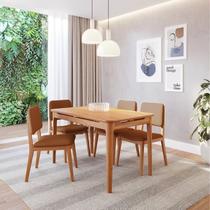 Conjunto Sala de Jantar 1 Mesa 130cm 4 Cadeiras Miriti CabeCasa MadeiraOriginals Marrom/Caramelo Conjunto Sala de Jantar 1 Mesa 130cm 4 Cadeiras Miriti CabeCasa MadeiraOriginals Marrom/Caramelo