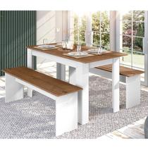 Conjunto Sala de Jantar 1 Mesa 135cm 2 Bancos Primor Zanzini