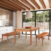 Conjunto Sala de Jantar 1 Mesa 2 Bancos 180cm