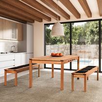 Conjunto Sala de Jantar 1 Mesa 2 Bancos 180cm Preto/Jatobá Conjunto Sala de Jantar 1 Mesa 2 Bancos 180cm Preto/Jatobá