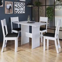Conjunto Sala de Jantar 1 Mesa 4 Cadeiras Viena Branco/Preto