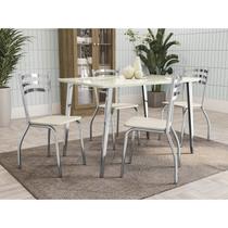 Conjunto Sala de Jantar 1 Mesa Iguaçu Tampo Vidro Retangular 4 Cadeiras Portugal Conjunto Sala de Jantar 1 Mesa Iguaçu Tampo Vidro Retangular 4 Cadeiras Portugal