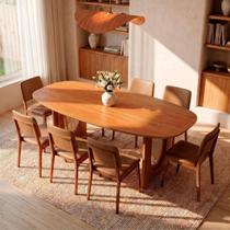 Conjunto Sala de Jantar 1 Mesa Orgânica Tali 210cm 8 Cadeiras Miriti CabeCasa MadeiraOriginals