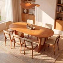 Conjunto Sala de Jantar 1 Mesa Oval Tali 210cm 8 Cadeiras Miriti CabeCasa MadeiraOriginals Conjunto Sala de Jantar 1 Mesa Oval Tali 210cm 8 Cadeiras Miriti CabeCasa MadeiraOriginals