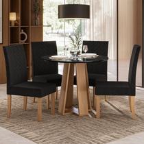 Conjunto Sala de Jantar 1 Mesa Redonda com 4 Cadeiras Preto/Mel Conjunto Sala de Jantar 1 Mesa Redonda com 4 Cadeiras Preto/Mel