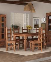 Conjunto Sala de Jantar 1 Mesa Retangular + 6 Cadeiras Acapulco 100% Madeira maçiça