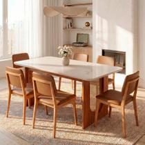 Conjunto Sala de Jantar 1 Mesa Retangular Tali 180cm 6 Cadeiras Miriti CabeCasa MadeiraOriginals