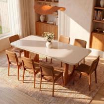 Conjunto Sala de Jantar 1 Mesa Retangular Tali 210cm 8 Cadeiras Miriti CabeCasa MadeiraOriginals