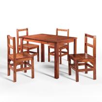 Conjunto Sala de Jantar 1 Mesa Tampo Madeira Maciça Quadrado 4 Cadeiras Conjunto Sala de Jantar 1 Mesa Tampo Madeira Maciça Quadrado 4 Cadeiras