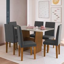Conjunto Sala de Jantar 1 Mesa Tampo MDF Retangular com 6 Cadeiras Atenas