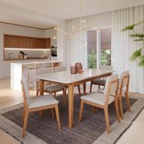 Conjunto Sala de Jantar 1 Mesa Tangará 180cm 6 Cadeiras Estofadas Miriti CabeCasa MadeiraOriginals