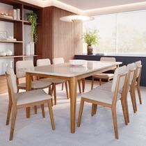 Conjunto Sala de Jantar 1 Mesa Tangará 210cm 8 Cadeiras Estofadas Miriti CabeCasa MadeiraOriginals Conjunto Sala de Jantar 1 Mesa Tangará 210cm 8 Cadeiras Estofadas Miriti CabeCasa MadeiraOriginals