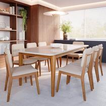 Conjunto Sala de Jantar 1 Mesa Tangará 210cm 8 Cadeiras Estofadas Miriti CabeCasa MadeiraOriginals