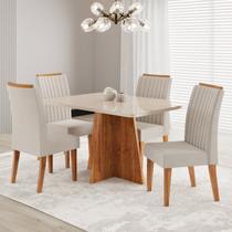 Conjunto Sala de Jantar 120 X 77,8cm Tampo com Vidro e 4 Cadeiras Tannat Conjunto Sala de Jantar 120 X 77,8cm Tampo com Vidro e 4 Cadeiras Tannat