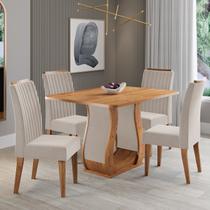 Conjunto Sala de Jantar 120x80,3cm Tampo sem Vidro com 4 Cadeiras Inspirare Yescasa