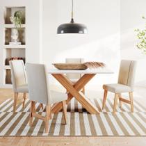 Conjunto Sala de Jantar 1,36m 4 Lugares Mesa Nea e Cadeira Ane Bege Babus Conjunto Sala de Jantar 1,36m 4 Lugares Mesa Nea e Cadeira Ane Bege Babus