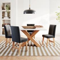 Conjunto Sala de Jantar 1,36m 4 Lugares Mesa Nea e Cadeira Ane Bege Babus Conjunto Sala de Jantar 1,36m 4 Lugares Mesa Nea e Cadeira Ane Bege Babus
