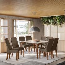 Conjunto Sala de Jantar 136x136cm Tampo Vidro/MDF Quadrado com 8 Cadeiras Turquesa - Celta Móveis