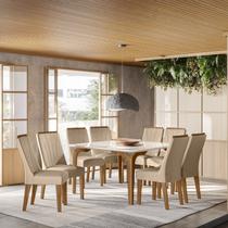 Conjunto Sala de Jantar 136x136cm Tampo Vidro/MDF Quadrado com 8 Cadeiras Turquesa - Celta Móveis