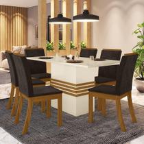 Conjunto Sala De Jantar 160 Cm 06 Cadeiras Marilia Nature Com Off White E Marrom Conjunto Sala De Jantar 160 Cm 06 Cadeiras Marilia Nature Com Off White E Marrom