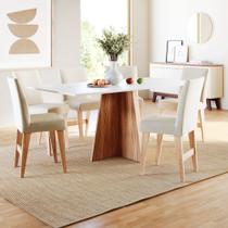 Conjunto Sala de Jantar 1,60m 6 Lugares Mesa Lune e Cadeira Ane Bege Babus Conjunto Sala de Jantar 1,60m 6 Lugares Mesa Lune e Cadeira Ane Bege Babus