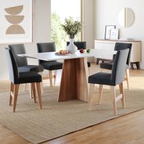 Conjunto Sala de Jantar 1,60m 6 Lugares Mesa Lune e Cadeira Ane Bege Babus Conjunto Sala de Jantar 1,60m 6 Lugares Mesa Lune e Cadeira Ane Bege Babus