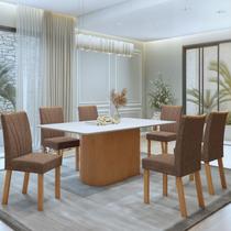 Conjunto Sala de Jantar 170cm Tampo MDF com 6 Cadeiras Apogeu Luar