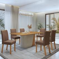 Conjunto Sala de Jantar 170cm Tampo MDF com 6 Cadeiras Apogeu Luar