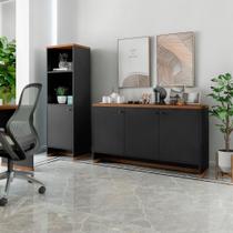 Conjunto Sala De Jantar 2 Peças - Aparador E Estante Verbena - Preto/naturale Preto/naturale Conjunto Sala De Jantar 2 Peças - Aparador E Estante Verbena - Preto/naturale Preto/naturale