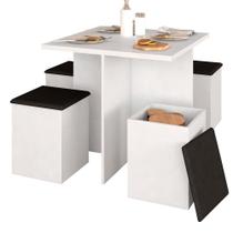 Conjunto Sala De Jantar 4 Banquetas Berlim Branco/ Preto - A Móveis Arapongas