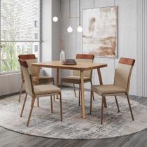 Conjunto Sala de Jantar 4 Cadeiras Amsterdã Carraro Nogal Conjunto Sala de Jantar 4 Cadeiras Amsterdã Carraro Nogal