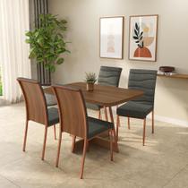 Conjunto Sala de Jantar 4 Cadeiras Ariel Carraro Nogal Rosê Conjunto Sala de Jantar 4 Cadeiras Ariel Carraro Nogal Rosê