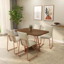 Conjunto Sala de Jantar 4 Cadeiras Atila Carraro Nogal Rosê Conjunto Sala de Jantar 4 Cadeiras Atila Carraro Nogal Rosê