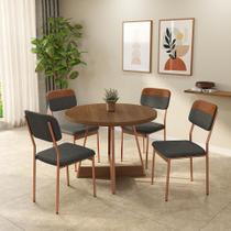 Conjunto Sala de Jantar 4 Cadeiras Belgravia Carraro Nogal Rosê Conjunto Sala de Jantar 4 Cadeiras Belgravia Carraro Nogal Rosê