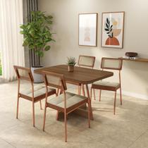 Conjunto Sala de Jantar 4 Cadeiras Biamar Carraro Nogal Rosê Conjunto Sala de Jantar 4 Cadeiras Biamar Carraro Nogal Rosê