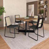Conjunto Sala de Jantar 4 Cadeiras Brava Carraro Nogal Preto Conjunto Sala de Jantar 4 Cadeiras Brava Carraro Nogal Preto