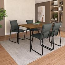 Conjunto Sala de Jantar 4 Cadeiras Brooklyn Carraro Freijó Preto Conjunto Sala de Jantar 4 Cadeiras Brooklyn Carraro Freijó Preto