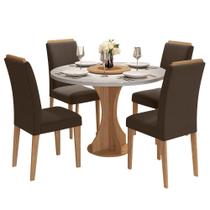 Conjunto Sala De Jantar 4 Cadeiras C/vidro York Cinamomo Conjunto Sala De Jantar 4 Cadeiras C/vidro York Cinamomo