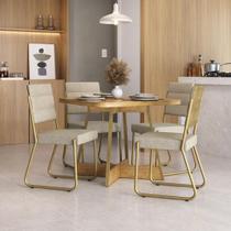 Conjunto Sala de Jantar 4 Cadeiras Charlotte Carraro Carvalho Dourado Conjunto Sala de Jantar 4 Cadeiras Charlotte Carraro Carvalho Dourado