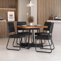 Conjunto Sala de Jantar 4 Cadeiras Charlotte Carraro Nogal Preto Conjunto Sala de Jantar 4 Cadeiras Charlotte Carraro Nogal Preto