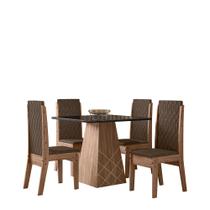 Conjunto Sala de Jantar 4 Cadeiras com Mesa 0,90m Libia Amêndoa - Celta Móveis