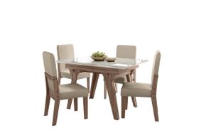 Conjunto Sala de Jantar 4 Cadeiras com Mesa 1,10m Dubai Amêndoa