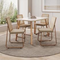 Conjunto Sala De Jantar 4 Cadeiras Dácia Carraro Gelo E Rosê