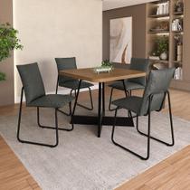 Conjunto Sala de Jantar 4 Cadeiras Dalton Carraro Nogal Preto Conjunto Sala de Jantar 4 Cadeiras Dalton Carraro Nogal Preto