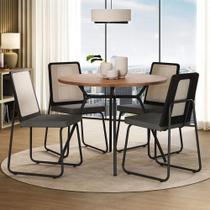 Conjunto Sala De Jantar 4 Cadeiras Domani Preto Carraro