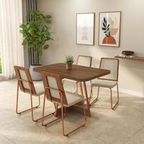 Conjunto Sala de Jantar 4 Cadeiras Filo Carraro Nogal Rosê Conjunto Sala de Jantar 4 Cadeiras Filo Carraro Nogal Rosê