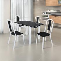 Conjunto Sala de Jantar 4 Cadeiras Fortaleza Branco/Preto