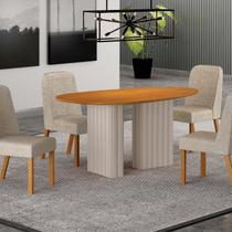Conjunto Sala de Jantar 4 Cadeiras Isis Tampo Orgânico Mdf 135cm Conjunto Sala de Jantar 4 Cadeiras Isis Tampo Orgânico Mdf 135cm